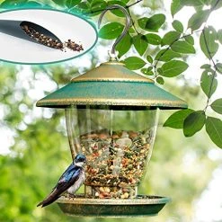 FUNPENY Bird Feeder, Panorama Gazebo Wild Bird Feeder Hanging With Bird Seeds Scoop For Garden Yard Decoration