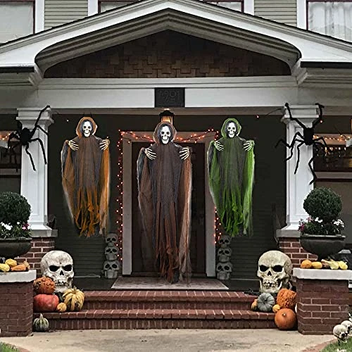 FUNPENY 3 Pack Hanging Ghost Outdoor Halloween Decorations, One 53.2" And Two 43.3" Hanging Skeleton Ghost Reapers For Halloween Haunted House Props Party Supplies Yard Outdoor Indoor Decor 5 FUNPENY 3 Pack Hanging Ghost Outdoor Halloween Decorations, One 53.2" And Two 43.3" Hanging Skeleton Ghost Reapers For Halloween Haunted House Props Party Supplies Yard Outdoor Indoor Decor - Image 5