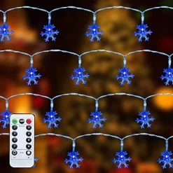 FUNPENY 50 LED Christmas Snowflake String Lights, Snow Christmas Decorations Light With 8 Modes, Battery Operated Christmas Fairy Light With Remote For Xmas Party Decor Indoor Outdoor (Multi-Colored) -Funpeny Shop 513Xqhi2 lL. AC