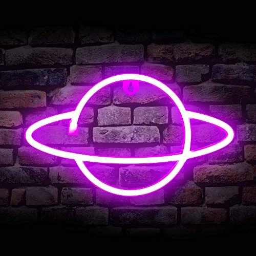 FUNPENY Planet Neon Signs LED Night Lights USB Charging/Battery Operated Neon Wall Lights Ramadan Decorative Lights For Wedding, Birthday Party (Battery Not Included) (Pink Planet- Pink Ring) 2 FUNPENY Planet Neon Signs LED Night Lights USB Charging/Battery Operated Neon Wall Lights Ramadan Decorative Lights For Wedding, Birthday Party (Battery Not Included) (Pink Planet- Pink Ring) - Image 2