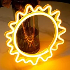 FUNPENY Sun Neon Signs LED Night Lights USB Charging/Battery Operated Neon Wall Lights Ramadan Decorative Lights For Wedding, Birthday Party (Battery Not Included) (Party Yellow) -Funpeny Shop 515Kh4OSF S