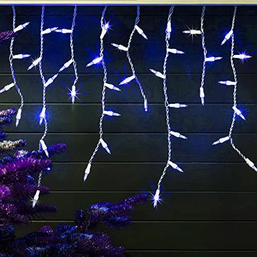 FUNPENY 8.5 FT Christmas Icicle Lights, 150 Count UL Fairy Lights With 27 Drops , White Wire String Light Decorations For Indoor Outdoor Christmas Tree Xmas Party Home Decorations (Blue) 6 FUNPENY 8.5 FT Christmas Icicle Lights, 150 Count UL Fairy Lights With 27 Drops , White Wire String Light Decorations For Indoor Outdoor Christmas Tree Xmas Party Home Decorations (Blue) - Image 6