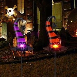 FUNPENY 2 Pack Halloween Glass Garden Stakes, Witch Hat Metal Halloween Yard Sign Candle Holder Decorations For Outside Pathway Driveway Lawn Decor 11 FUNPENY 2 Pack Halloween Glass Garden Stakes, Witch Hat Metal Halloween Yard Sign Candle Holder Decorations For Outside Pathway Driveway Lawn Decor -Funpeny Shop 515zQHuHyL
