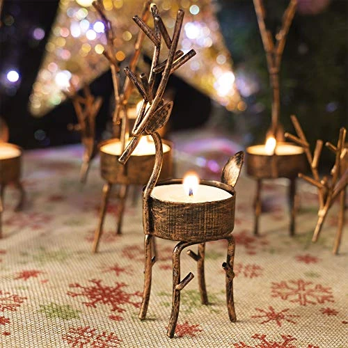 Funpeny Reindeer Tea Light Candle Holders, 6 Pack Iron Christmas Decoration For Party Dining Table Centerpeice Decorative 5 Funpeny Reindeer Tea Light Candle Holders, 6 Pack Iron Christmas Decoration For Party Dining Table Centerpeice Decorative - Image 5