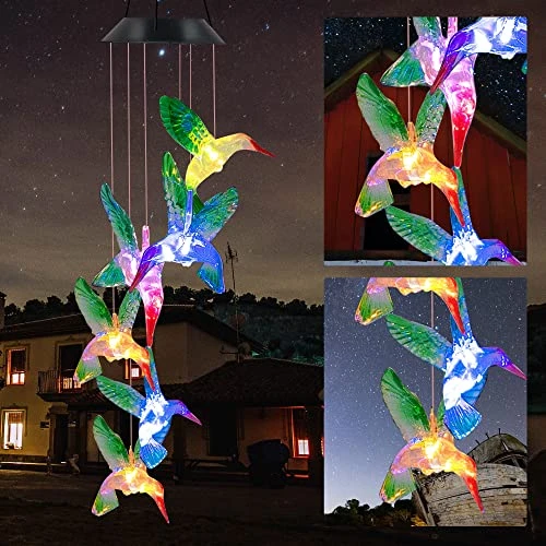 FUNPENY Solar Hummingbird Wind Chimes Outside, Solar Wind Chimes Changing Colors, Gifts For Mom, Grandma, Birthday, Solar Mobile Decor For Outside, Outdoor, Yard, Patio, Garden Decorations (1 Pack) 2 FUNPENY Solar Hummingbird Wind Chimes Outside, Solar Wind Chimes Changing Colors, Gifts For Mom, Grandma, Birthday, Solar Mobile Decor For Outside, Outdoor, Yard, Patio, Garden Decorations (1 Pack) - Image 2