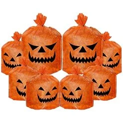 FUNPENY 8 Pack Halloween Pumpkin Leaf Bags, Jack O Lantern Fall Trash Leaf Lawn Bags For Leaves Decorations Outdoor Yard Garden Decor, Set Of 8 (2 Large And 6 Small)
