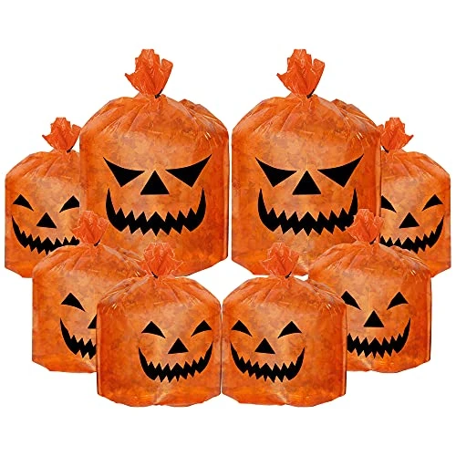 FUNPENY 8 Pack Halloween Pumpkin Leaf Bags, Jack O Lantern Fall Trash Leaf Lawn Bags For Leaves Decorations Outdoor Yard Garden Decor, Set Of 8 (2 Large And 6 Small) 1 FUNPENY 8 Pack Halloween Pumpkin Leaf Bags, Jack O Lantern Fall Trash Leaf Lawn Bags For Leaves Decorations Outdoor Yard Garden Decor, Set Of 8 (2 Large And 6 Small)