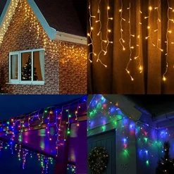 FUNPENY 360 LED 29.5ft Icicle Christmas Lights Outdoor, 2 In 1 Multi Color & Warm White Color Changing Lcicle Lights With Remote, Window Curtain Lights For Indoor Holiday Yard Party Decorations -Funpeny Shop 516qL9XXVBL