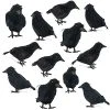 FUNPENY Halloween Black Feathered Crows, Lifelik Halloween Decoration Birds With Real Feather (12 Pack)