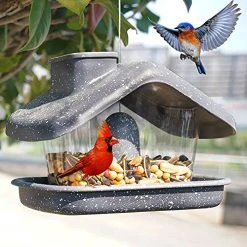 FUNPENY Bird Feeders For Outdoors Hanging, Wild Bird Feeders For Outside Clearance, Yard Lawn Garden Decorations (Gray) -Funpeny Shop 517odiTEYPS