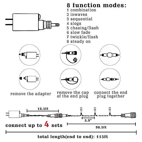 FUNPENY 300 LED Christmas String Lights, 100 FT Plug In Connectable Waterproof Fairy String Lights Green Wire With 8 Modes For Indoor Outdoor Xmas Tree Home Garden Decorations (Multi Colored) 2 FUNPENY 300 LED Christmas String Lights, 100 FT Plug In Connectable Waterproof Fairy String Lights Green Wire With 8 Modes For Indoor Outdoor Xmas Tree Home Garden Decorations (Multi Colored) - Image 2