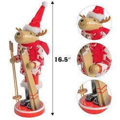 FUNPENY 17" Christmas Decorative Nutcracker, Handmade Wooden Reindeer Skier, Elk Toy Holiday Present, Festive Collectible Nutcracker, Winter Tabletop Christmas Decorations -Funpeny Shop 51AvjRw2UnL