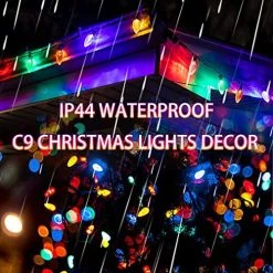 FUNPENY 50 LED C9 Christmas Lights Outdoor, 24.5 FT Extendable Waterproof Fairy String Light Green Wire For Xmas Indoor Patio Tree Party Holidy Wedding House Decorations (Multi-Colored) -Funpeny Shop 51BLHUMnD5L
