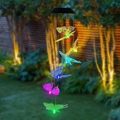 FUNPENY Solar Wind Chimes Lights, Gifts For Mom, Grandma, Solar Mobiles Hanging Color Changing LED Lights Outdoor Waterproof Yard Garden Decorations, Friendship Wind Chimes (Butterfly) -Funpeny Shop 51BSx4jX7mL