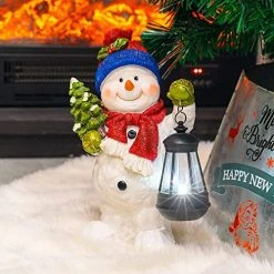 FUNPENY Christmas 12 Inch Resin Snowman Decorations , Cute Snowman Figurines Table Statues Collectibles With Solar Lights For Xmas Indoor Home Bathroom Desk Top Décor 8 FUNPENY Christmas 12 Inch Resin Snowman Decorations , Cute Snowman Figurines Table Statues Collectibles With Solar Lights For Xmas Indoor Home Bathroom Desk Top Décor -Funpeny Shop 51BrZwVM8IL