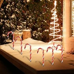 FUNPENY 10.6" Christmas Candy Cane Pathway Markers Lights, Set Of 10 Connectable Christmas Walkway Stakes Lights With 60 Warm White Lights Decorations For Xmas Outdoor Indoor Yard Lawn Decor -Funpeny Shop 51Cqqvx3jCL 1