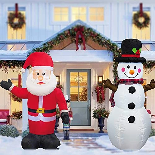 FUNPENY 4 FT Set Of 2 Christmas Inflatable Santa Claus With Snowman, Indoor Outdoor Inflatable Christmas Decorations With Built-in LEDs, Christmas Blow Up Decor For Yard Lawn Patio Garden Party 1 FUNPENY 4 FT Set Of 2 Christmas Inflatable Santa Claus With Snowman, Indoor Outdoor Inflatable Christmas Decorations With Built-in LEDs, Christmas Blow Up Decor For Yard Lawn Patio Garden Party