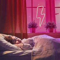 Funpeny LED Neon Decorative Light, Neon Sign Shaped Decor Light, Lightning Shape Indoor Decor For Halloween Decoration Living Room, Birthday Party, Wedding Party (Red) -Funpeny Shop 51DZXDmDQtL