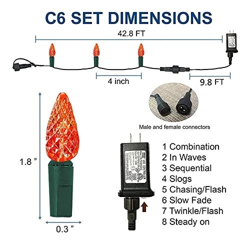 FUNPENY C6 Christmas Lights, 100 LED 33 FT Fairy Lights With 8 Modes Lights Outdoor Extendable Waterproof String Lights For Indoor Xmas Tree Wedding Patio Party Holiday Decorations (Red) 2 FUNPENY C6 Christmas Lights, 100 LED 33 FT Fairy Lights With 8 Modes Lights Outdoor Extendable Waterproof String Lights For Indoor Xmas Tree Wedding Patio Party Holiday Decorations (Red) - Image 2
