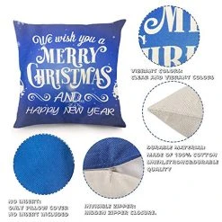 FUNPENY Christmas Pillow Covers, Set Of 4 Blue Christmas Pillow Covers 18 X 18 Inch Snow, Santa Claus, Deer, Christmas Tree Covers For Christmas -Funpeny Shop 51EeekHT53L