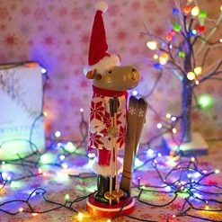 FUNPENY 17" Christmas Decorative Nutcracker, Handmade Wooden Reindeer Skier, Elk Toy Holiday Present, Festive Collectible Nutcracker, Winter Tabletop Christmas Decorations -Funpeny Shop 51Ex23gbp7L