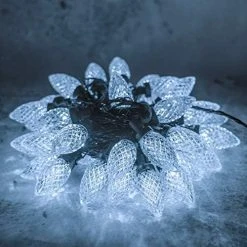 FUNPENY C9 Christmas String Lights, 50 LED 33ft Outdoor Fairy Lights Extendable Green Wire String Lights For Patio Xmas Tree Wedding Party House Decoration (White) -Funpeny Shop 51G kO9eHwL. AC