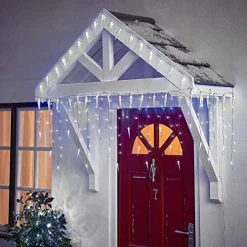FUNPENY Icicle Lights With Ice Cone, Outdoor Dripping Christmas Light With Ice Cone, 360 LED 8 Modes Clear Wire Curtain Lights 60 Drops, Indoor Xmas Holiday Wedding Party Decor, White -Funpeny Shop 51GW3KUUxL