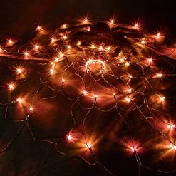 FUNPENY Halloween 80 LED Orange Spider Web Lights With Spider, 8 Modes Light Up Cobweb Halloween Decorations For Indoor Ourdoor Garden Yard Home Patio (Orange) -Funpeny Shop 51H37pa2aaL