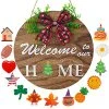 FUNPENY Hanging Rustic Fall Wreaths Decorations For Front Door Outside, Welcome Signs For Wall Halloween Thanksgiving Christams Decor