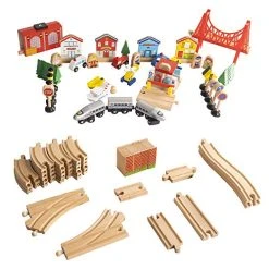 FUNPENY Train Table Toys,Wooden Train Track Railway City Sets Table For Kids Toddlers -Funpeny Shop 51HefmsYuoL