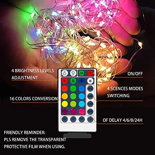 FUNPENY 300 LED Window Curtain Lights, 4 Lighting Modes Fairy Copper Lights With Remote, USB Powered RGB Color Changing String Icicle Lights For Indoor Outdoor Christmas Wedding Party Decor 4 FUNPENY 300 LED Window Curtain Lights, 4 Lighting Modes Fairy Copper Lights With Remote, USB Powered RGB Color Changing String Icicle Lights For Indoor Outdoor Christmas Wedding Party Decor - Image 4