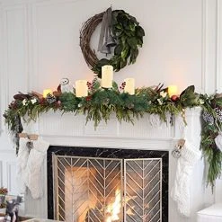 FUNPENY Christmas Centerpiece, Artificial 3 Candle Holders With Red Berries Pine Cone, 28 Inch Candlestick With Steel Base Tabletop Display Table Kitchen Party Christmas Decorations -Funpeny Shop 51Kx 1EEv7L