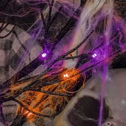 FUNPENY Lighted Black Birch Spooky Tree, 2FT Halloween Battery Operated Tree Lights With Spider Web And Spider, Indoor Table Desktop Holiday Decorations (Purple & Orange) -Funpeny Shop 51LbKitz27L