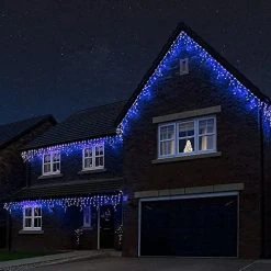 FUNPENY Icicle Lights, 360 LED Icicle Snow Falling Christmas Lights Outdoor Raindrop Lights, Xmas Wedding Party Tree Holiday Decorations (Blue) -Funpeny Shop 51LmYpJgGbL 2
