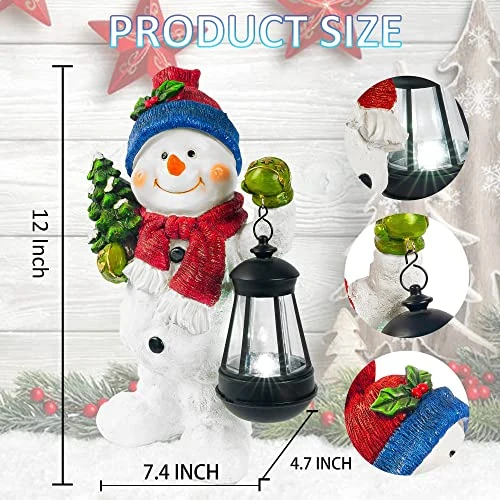 FUNPENY Christmas 12 Inch Resin Snowman Decorations , Cute Snowman Figurines Table Statues Collectibles With Solar Lights For Xmas Indoor Home Bathroom Desk Top Décor 4 FUNPENY Christmas 12 Inch Resin Snowman Decorations , Cute Snowman Figurines Table Statues Collectibles With Solar Lights For Xmas Indoor Home Bathroom Desk Top Décor - Image 4