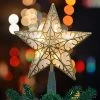 FUNPENY 8-Inch Gold Glittered 5 Point Star Treetop