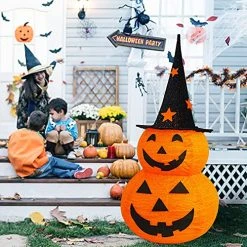 FUNPENY 3FT Halloween Collapsible Pumpkin Decorations, Pre-Lit Light Up 50 LED Pumpkin With Star Hat 8 Lighted Mode, Pop Up Jack-o-Lantern With Metal Stand For Indoor Outdoor Yard Holiday Decor -Funpeny Shop 51MoOXH8EL