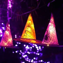 Funpeny Halloween Decoration Lights, 8 PCS Waterproof Hanging Witch Hat With String Lights With Remote, Hanging Halloween Decorations For Indoor Outdoor Garden Yard Party Decor 12 Funpeny Halloween Decoration Lights, 8 PCS Waterproof Hanging Witch Hat With String Lights With Remote, Hanging Halloween Decorations For Indoor Outdoor Garden Yard Party Decor -Funpeny Shop 51MxxROn1hL