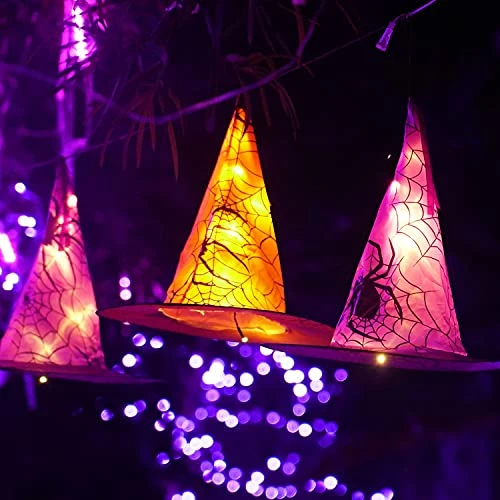 Funpeny Halloween Decoration Lights, 8 PCS Waterproof Hanging Witch Hat With String Lights With Remote, Hanging Halloween Decorations For Indoor Outdoor Garden Yard Party Decor 6 Funpeny Halloween Decoration Lights, 8 PCS Waterproof Hanging Witch Hat With String Lights With Remote, Hanging Halloween Decorations For Indoor Outdoor Garden Yard Party Decor - Image 6