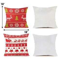 FUNPENY Christmas Pillow Covers, Set Of 4 Red Weave Christmas Pillow Covers 18 X 18 Inch Santa Claus, Deer, Christmas Tree Covers For Christmas -Funpeny Shop 51O6c9gwqsL