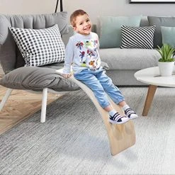FUNPENY Wooden Balance Board, Wobbel Balance Board Kid Yoga Board Curvy Board Wooden Rocker Board, 31 Inch Kid Size Wooden Style -Funpeny Shop 51P1caiaIyL