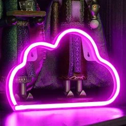 FUNPENY LED Neon Decorative Light, Neon Sign Shaped Decor Light, Cloud Shape Indoor Decor For Living Room, Birthday Party, Wedding Party (Pink)