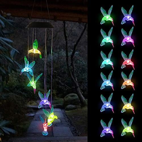FUNPENY Solar Wind Chimes, Set Of 2 LED Solar Hanging Butterfly & Hummingbird Lights Outdoor Waterproof Mobile Wind Chime For Home, Garden, Yard Decoration, Gifts For Kids 5 FUNPENY Solar Wind Chimes, Set Of 2 LED Solar Hanging Butterfly & Hummingbird Lights Outdoor Waterproof Mobile Wind Chime For Home, Garden, Yard Decoration, Gifts For Kids - Image 5
