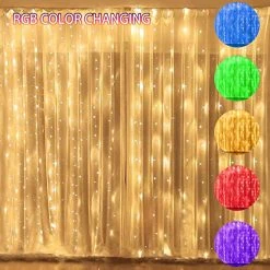 FUNPENY 300 LED Window Curtain Lights, 4 Lighting Modes Fairy Copper Lights With Remote, USB Powered RGB Color Changing String Icicle Lights For Indoor Outdoor Christmas Wedding Party Decor 16 FUNPENY 300 LED Window Curtain Lights, 4 Lighting Modes Fairy Copper Lights With Remote, USB Powered RGB Color Changing String Icicle Lights For Indoor Outdoor Christmas Wedding Party Decor -Funpeny Shop 51QATOv0FRL