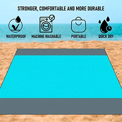 FUNPENY Beach Blanket, Extra Large 79"x83" Waterproof Sandproof Picnic Mat For Outdoor Travel Hiking Holiday Trip Pool Party (Green) 2 FUNPENY Beach Blanket, Extra Large 79"x83" Waterproof Sandproof Picnic Mat For Outdoor Travel Hiking Holiday Trip Pool Party (Green) - Image 2