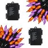 FUNPENY Halloween 50 LED Clear Mini String Lights, 16 FT Battery Operated Waterproof Fairy Lights With 8 Lighting Modes, Indoor Outdoor Garden Decorations(Purple & Orange,2 Pack)