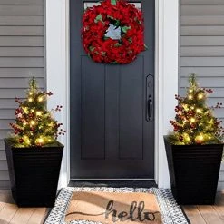 FUNPENY Set Of 2 30 Inch Pathway Christmas Tree Decorations Outdoor, Battery Operated Pre-Lit Small Christmas Tree With 50 LED Lights For Home Yard Porch Garden Party Decor Clearance -Funpeny Shop 51QnhegnpCL