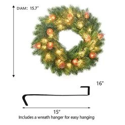 FUNPENY Pre-lit Artifical Pin Cones Christmas Wreath, 40 LED 16 Inch Pine Cones Christmas Wreath With Hanger Artificial Holly Leaves Xmas Wreath For Home Party Indoor And Outdoor Use 8 FUNPENY Pre-lit Artifical Pin Cones Christmas Wreath, 40 LED 16 Inch Pine Cones Christmas Wreath With Hanger Artificial Holly Leaves Xmas Wreath For Home Party Indoor And Outdoor Use -Funpeny Shop 51RC8hV9HoL