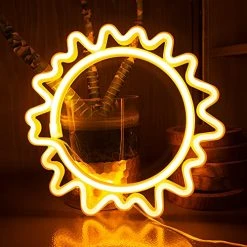 FUNPENY Sun Neon Signs LED Night Lights USB Charging/Battery Operated Neon Wall Lights Ramadan Decorative Lights For Wedding, Birthday Party (Battery Not Included) (Party Yellow) -Funpeny Shop 51RCp7u 3gS