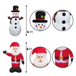 FUNPENY 4 FT Set Of 2 Christmas Inflatable Santa Claus With Snowman, Indoor Outdoor Inflatable Christmas Decorations With Built-in LEDs, Christmas Blow Up Decor For Yard Lawn Patio Garden Party 9 FUNPENY 4 FT Set Of 2 Christmas Inflatable Santa Claus With Snowman, Indoor Outdoor Inflatable Christmas Decorations With Built-in LEDs, Christmas Blow Up Decor For Yard Lawn Patio Garden Party -Funpeny Shop 51SncGZLn0L